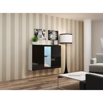 Cama credenza VIGO 90/120/38 bianco/nero lucido