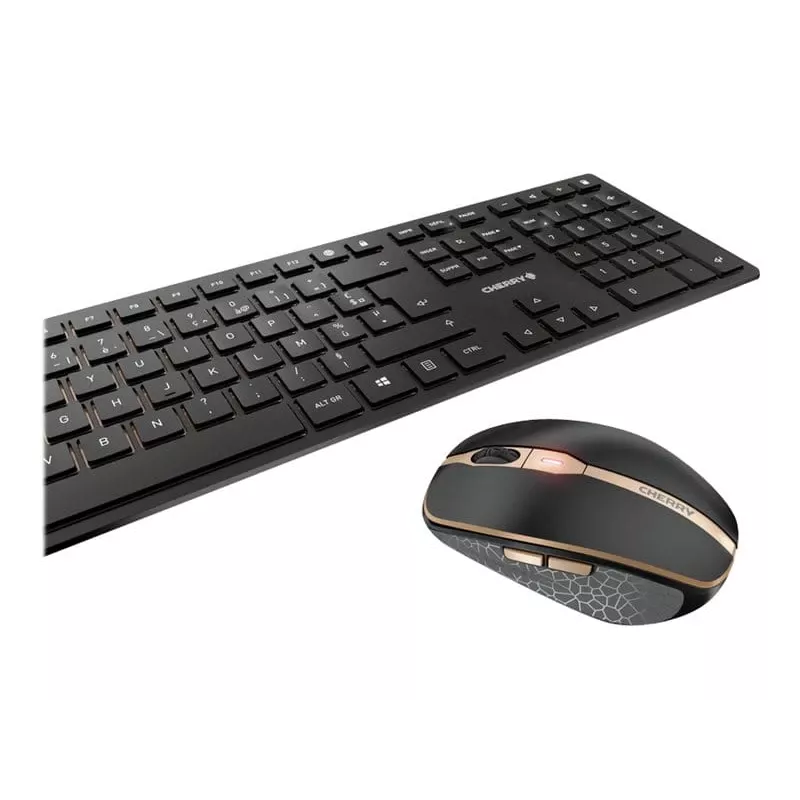 Tastiera sottile CHERRY DW 9100 con mouse inclusa universale RF wireless + Bluetooth AZERTY francese nero