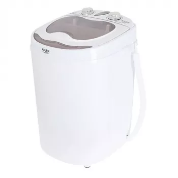 Lavatrice a carica dall'alto Adler AD 8055, portatile, capacità 3 kg, crema, manopola, 150 W