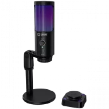 LORGAR SMP40, microfono RGB con tasto di mute esterno e supporto in metallo, nero