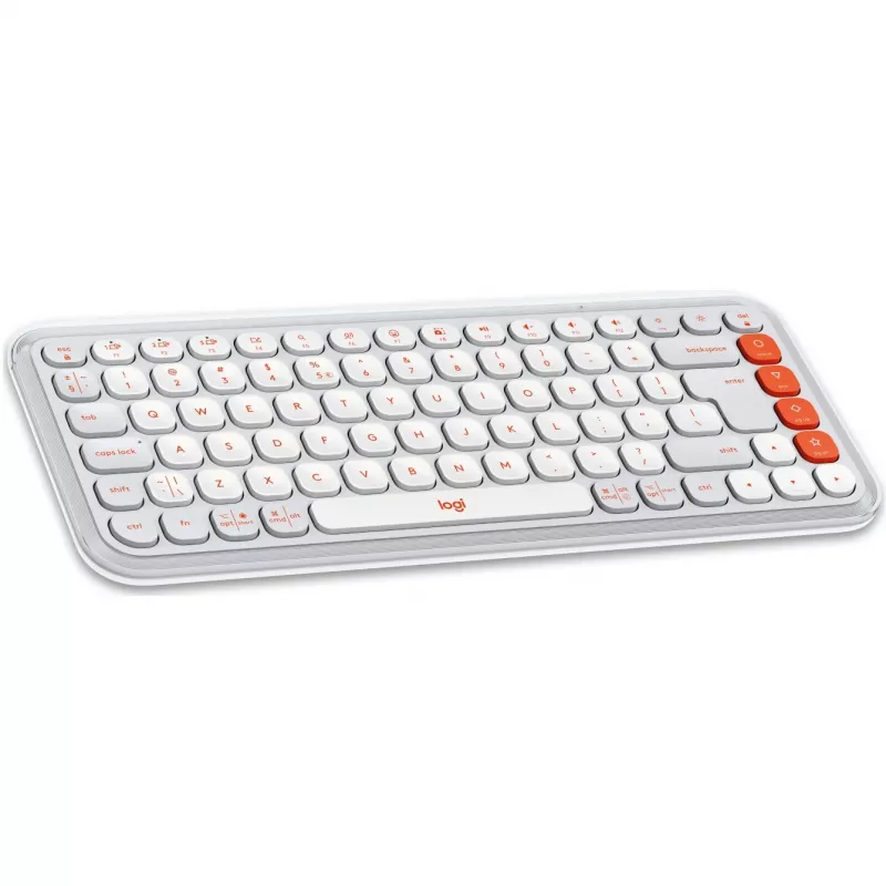 Logitech POP Icon Keys - tastiera - wireless - Bluetooth LE - QWERTY - US International - Off White, arancione (920-013072)