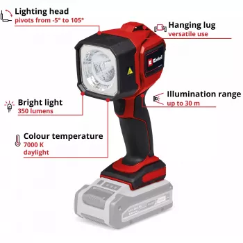 Lampada a batteria Power X-Change TC-CL 18/350 Li - Solo, 18 Volt, lampada LED senza batteria e caricabatterie