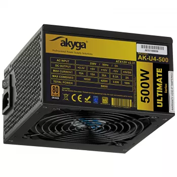 Akyga Ultimate AK-U4-500 alimentatore ATX 500 W, 80 PLUS Bronze, PFC attivo, ventola 120 mm
