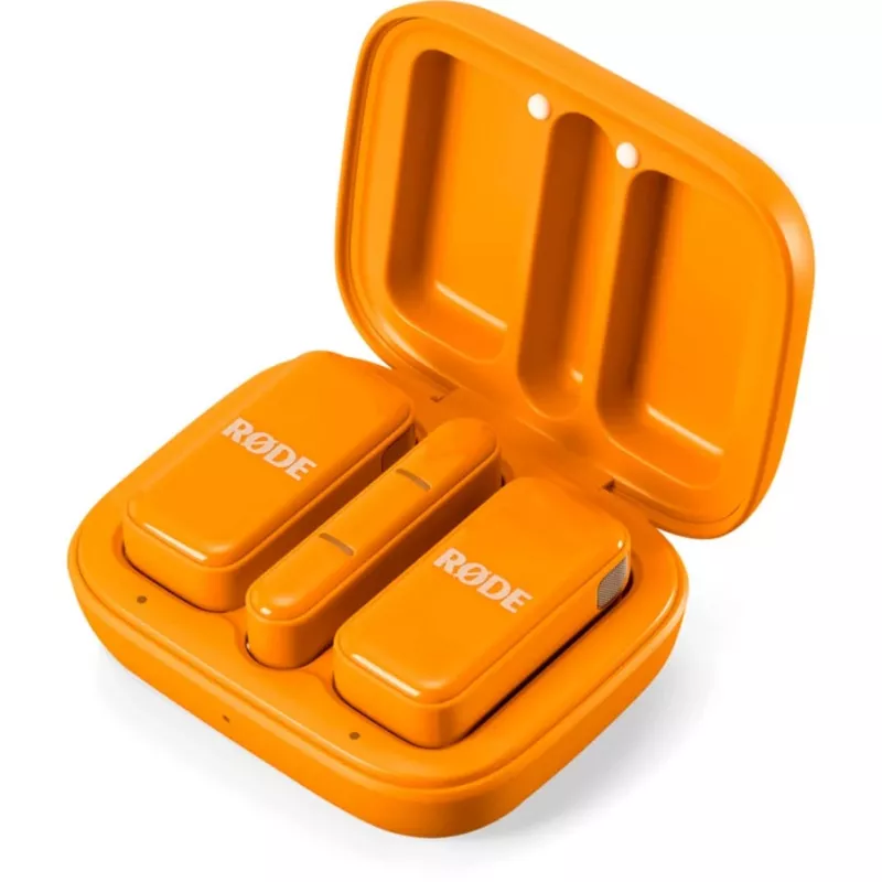Microfono wireless Rode Wireless Micro (WIMICROCORA) – sistema lavalier compatto in arancione