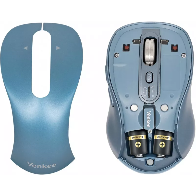 Mouse wireless YENKEE YMS2010BE dual-mode ergonomico, ricevitore USB 2,4 GHz + Bluetooth 5.1, DPI a 4 livelli 1000–3200, 6 tasti