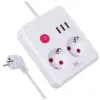 Ciabatta MACLEAN MCE388 W – 2 prese, 3×USB, 110–240V, 2500W, cavo 3 m, bianco