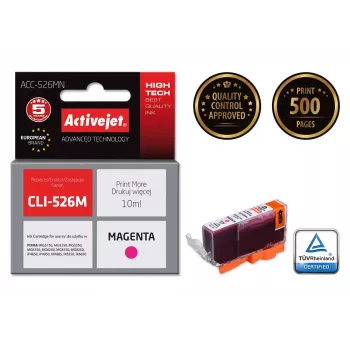 Cartuccia d'inchiostro ActiveJet ACC-526MN compatibile per Canon, magenta, inchiostro a base di colorante, 10 ml, alta resa (XL), confezione singola