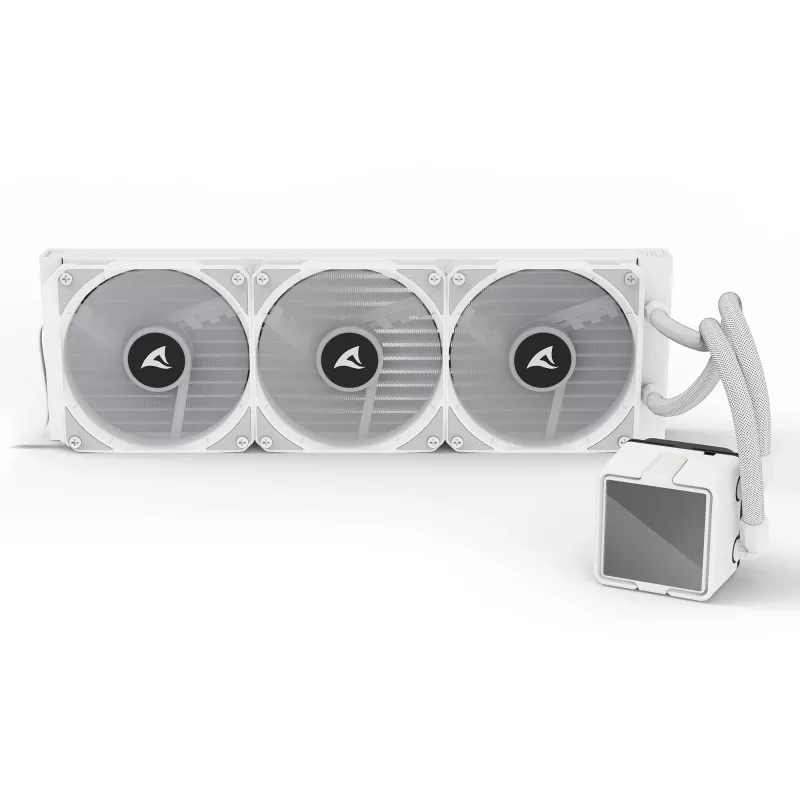 Dissipatore a liquido per CPU All-in-One Sharkoon S100 ARGB bianco – radiatore da 360 mm, effetto Infinity Mirror