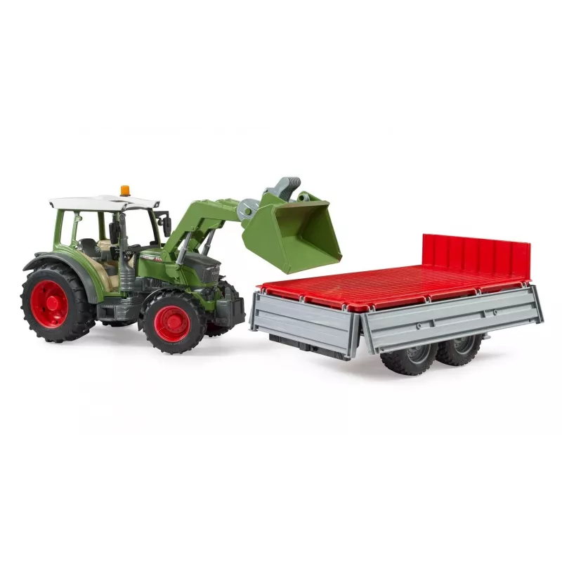 Trattore giocattolo BRUDER Fendt Vario 211 con caricatore frontale e rimorchio laterale