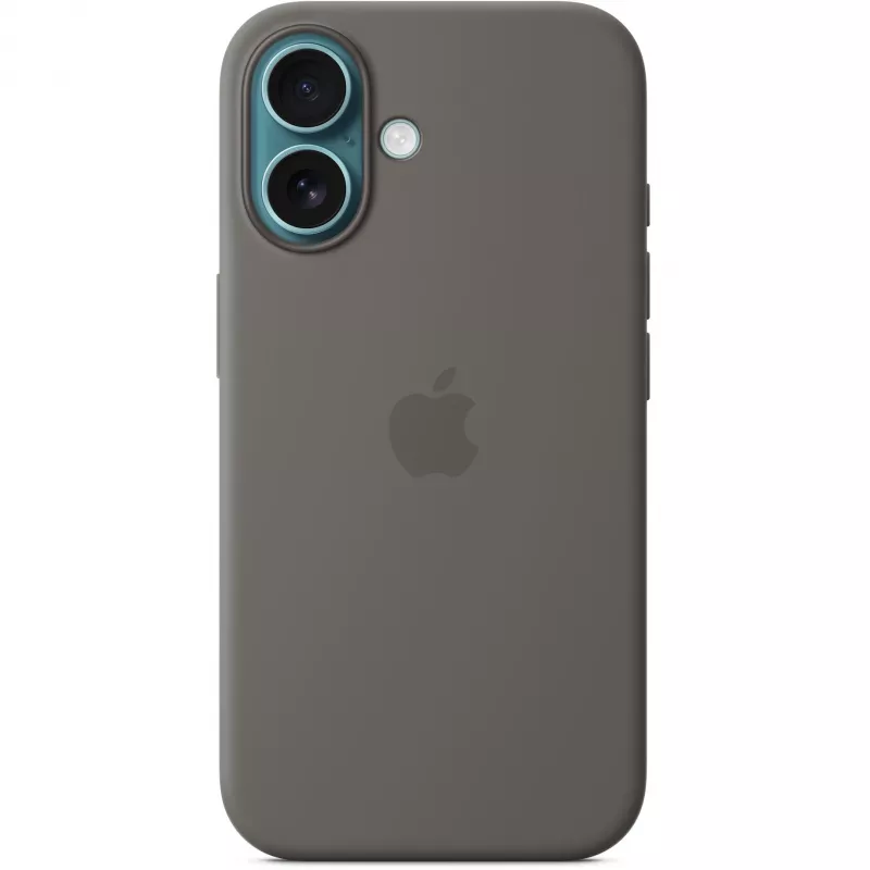 Custodia Apple iPhone 16 in silicone con MagSafe grigio pietra