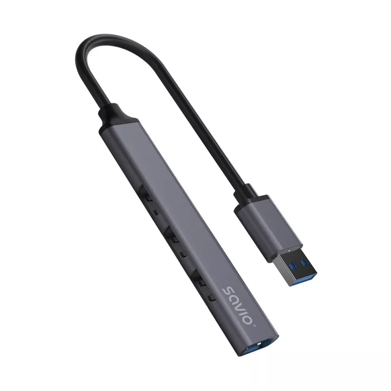 Savio AK-70 hub USB-A, 4 in 1: 3 x USB-A 2.0 + 1 x USB-A 3.1 Gen 1, 5 Gbps