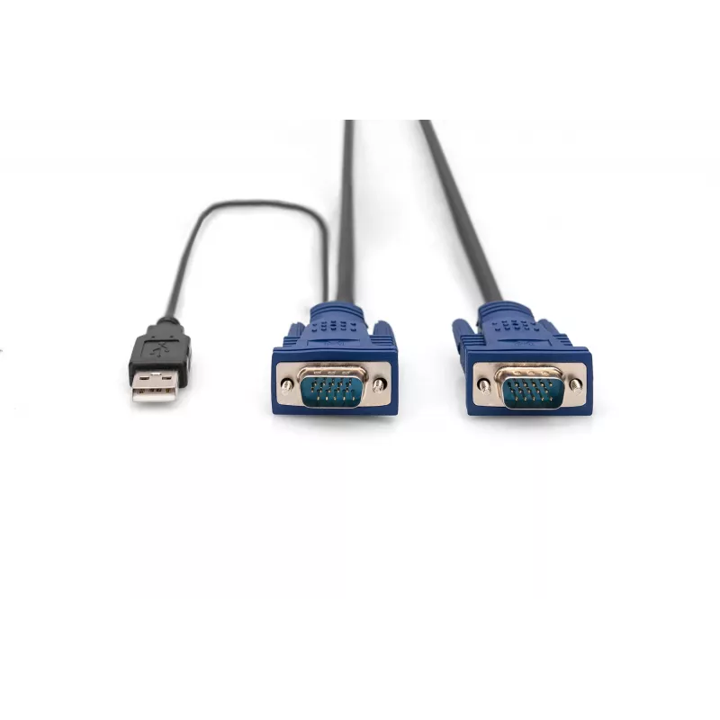 DIGITUS Octopus - Cavo tastiera/video/mouse (KVM) - HD-15 (M) - USB Type-A, 4 poli, PS/2, 6 poli (M) - 5,0 m - nero (DS-19233)