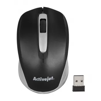 Mouse wireless ActiveJet AMY-313, ricevitore RF nano, ottico 1200 DPI, ambidestro, 3 tasti, batteria AA