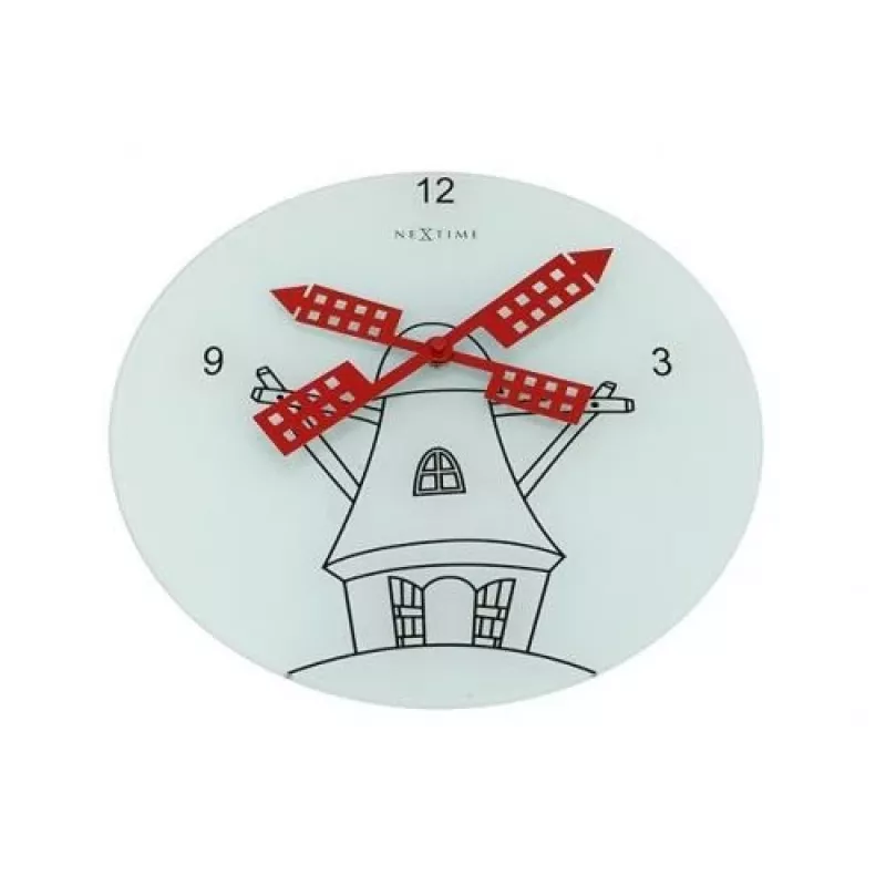 NeXtime orologio 8807 Windmil, Ø30 cm, da parete, bianco/nero/rosso