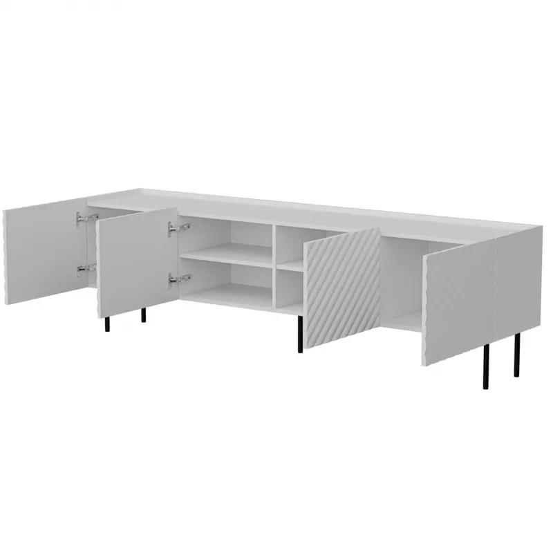 Mobile TV cama meble LUCCA 4D, 2000×400×590 mm, bianco, piano in truciolare