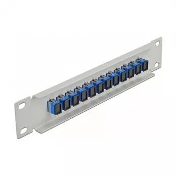 Patch Panel in fibra ottica DeLOCK 10 pollici 12 porte SC simplex blu 1HE grigio