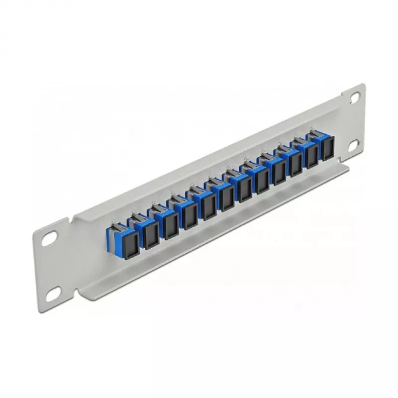 Patch Panel in fibra ottica DeLOCK 10 pollici 12 porte SC simplex blu 1HE grigio