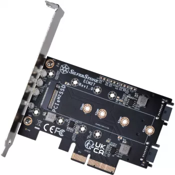 Silverstone SST-ECM27 scheda adattatore M.2/SATA, PCIe 4.0, 1x M-Key, 2x SATA 6G - Low Profile