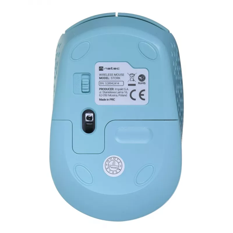 Natec Stork NMY-2001 mouse ottico wireless, 1600 DPI, ricevitore USB, blu