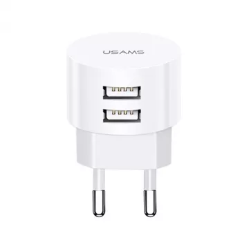 Caricabatterie da parete USAMS US-CC080 T20 doppia USB rotante, 10,5 W, bianco