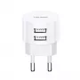 Caricabatterie da parete USAMS US-CC080 T20 doppia USB rotante, 10,5 W, bianco