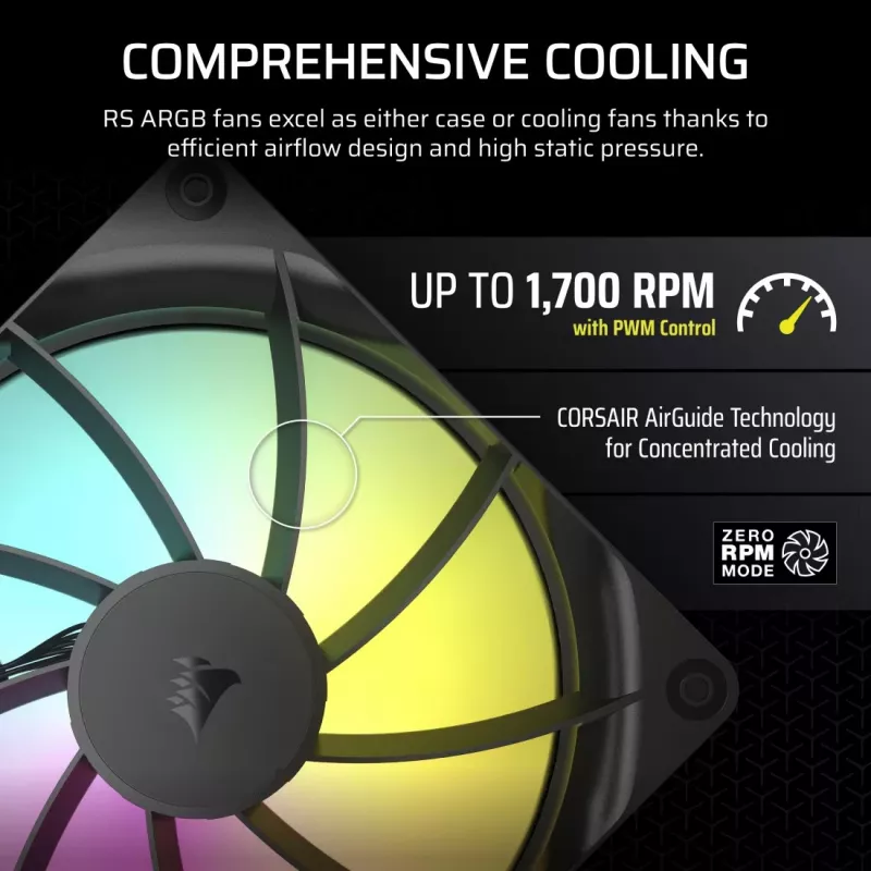Ventola Corsair RS140 ARGB 14 cm nero 330-1700 RPM