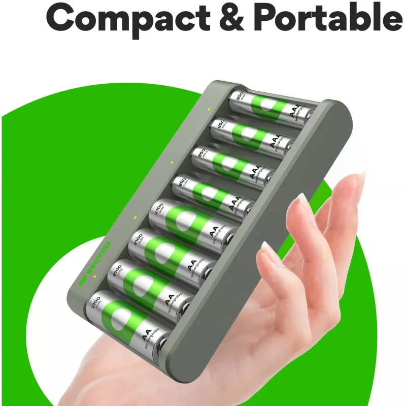Caricabatterie GP E821 per batterie ricaricabili NiMH AA e AAA, modello E821