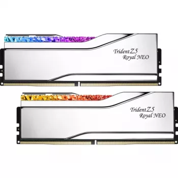 DIMM 64 GB DDR5-6000 (2x 32 GB) kit dual, memoria RAM argento, F5-6000J2636H32GX2-TR5NS, Trident Z5 Royal Neo, AMD EXPO