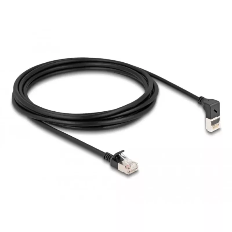 Cavo di rete DeLOCK RJ45 Cat.6A S/FTP sottile 90° 3 m nero