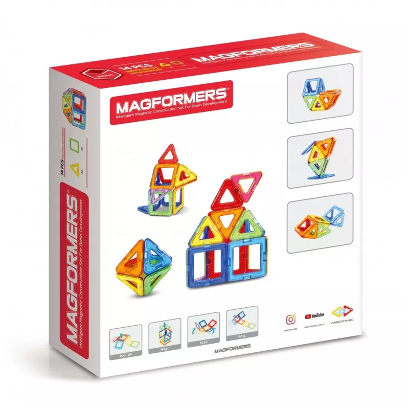 Set magnetico da costruzione MAGFORMERS set da 14 pezzi — 14 mattoncini magnetici geometrici