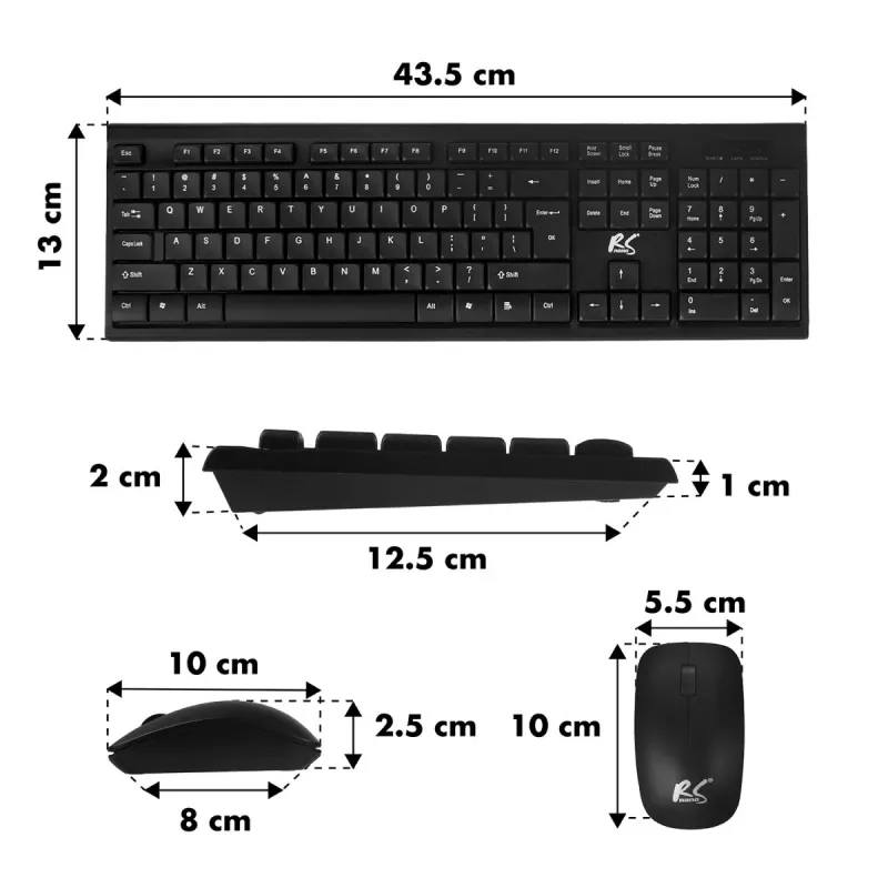 Combo tastiera e mouse wireless NanoRS con design ergonomico – RS580 per un utilizzo fluido ed efficiente