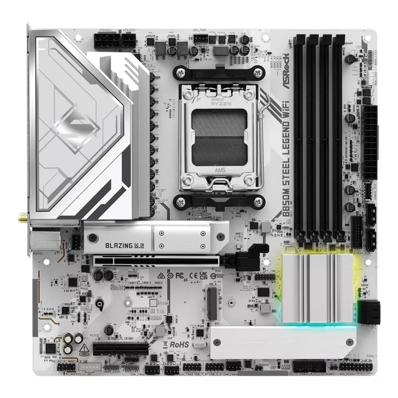 Scheda madre ASRock B850M Steel Legend WiFi — AMD B850, socket AM5, microATX, DDR5, 4 DIMM, Wi-Fi 7, LAN 2.5Gb