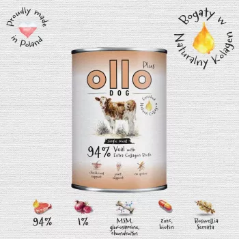 Ollo Plus Collagen vitello 400 g scatoletta per cani