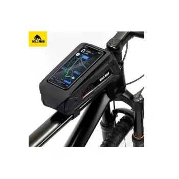 Borsa da telaio per bici Wildman M90 con supporto per cellulare nero