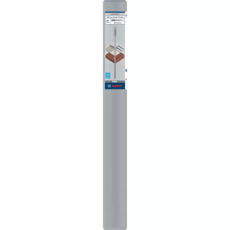 Bosch PRO SDS-max-9 BreakThrough punta 1618596457, metallo duro, 55 mm, lunghezza di lavoro 450 mm, lunghezza totale 600 mm, SDS-max, per calcestruzzo, muratura, calcare