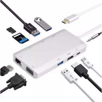 Docking station helos 304265 USB 3.1 Type-C con HDMI, VGA, USB e LAN