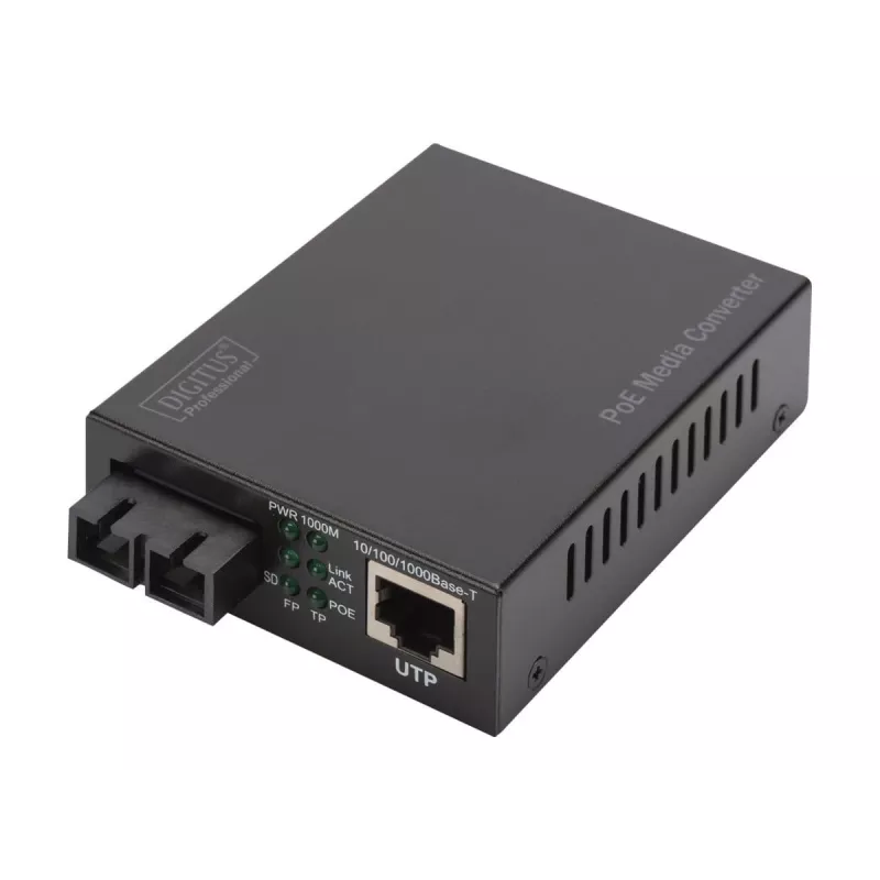 Digitus convertitore di media Gigabit PoE, RJ45 / SC, SM, PSE