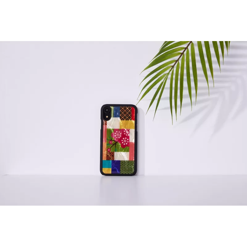 Custodia per cellulare iKins per iPhone XR — motivo fiori di ciliegio, nero
