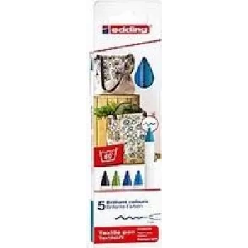 Set di pennarelli Edding 4600 pennarelli a fibra, 5 pz., multicolore, confezione scatola, prodotto in Germania