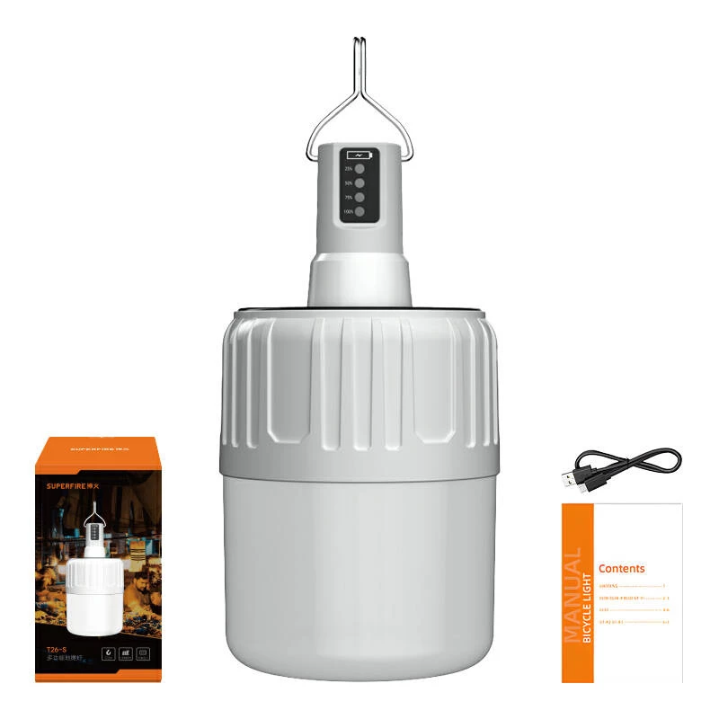 Lampada da campeggio Superfire T26-S — 500 lm, ricarica solare, 18 W