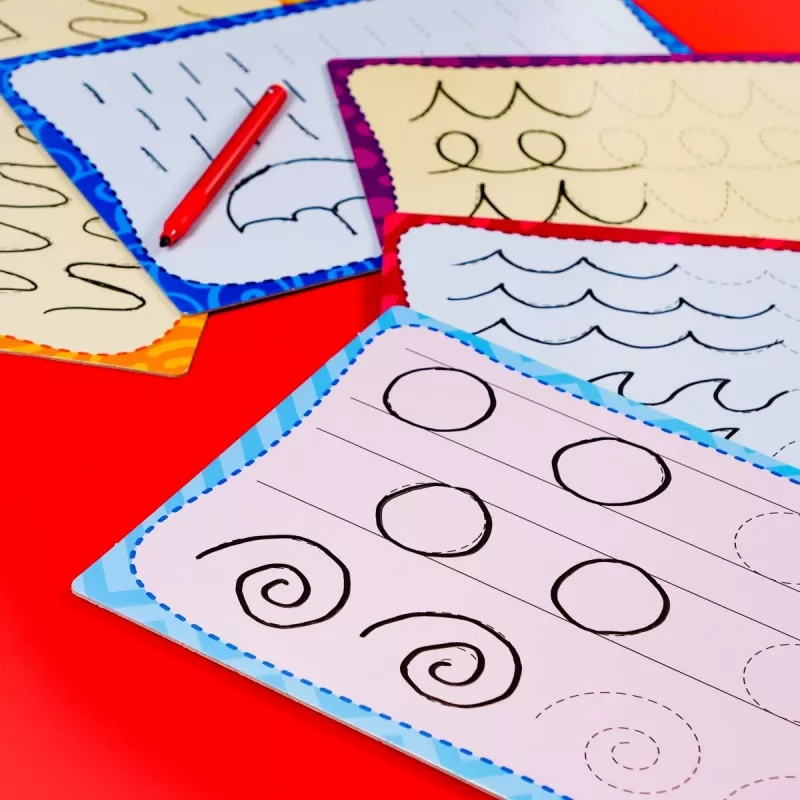 Set didattico Montessori penna scuola di scrittura con 18 tavole