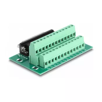 DeLOCK D-Sub 25 poli femmina su morsettiera per guida DIN 51 mm x 86 mm x 30 mm