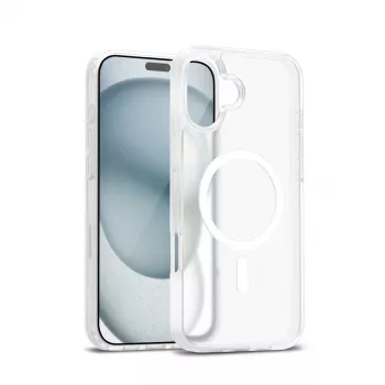 Custodia Crong Hybrid Matte Magnetic MagSafe per iPhone 17 – bianco traslucido, PC+TPU