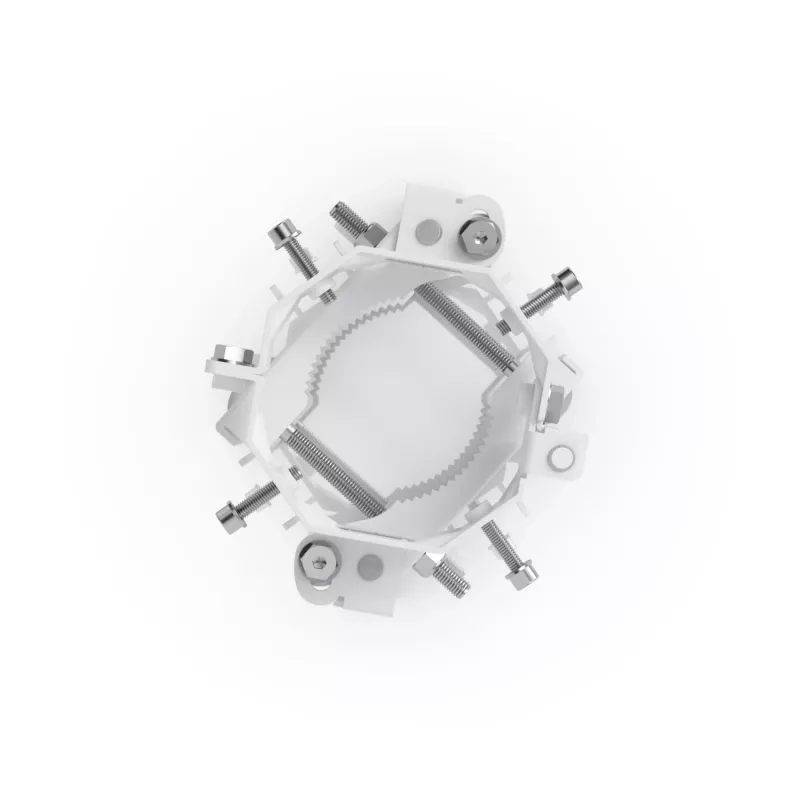 Ubiquiti UACC-Wave-AP-Micro-Mount staffa di montaggio su palo per 4 Wave AP Micro, acciaio inox, palo 25–76 mm, bianca