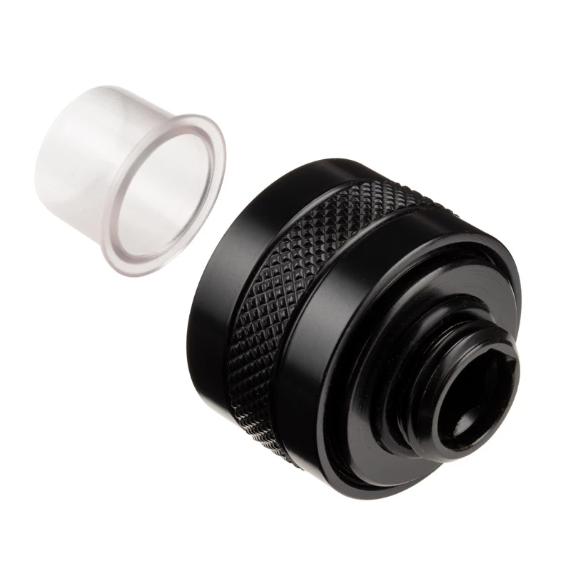 Raccordo Alphacool 17473 — ottone 23 mm altezza, 26 mm diametro, nero