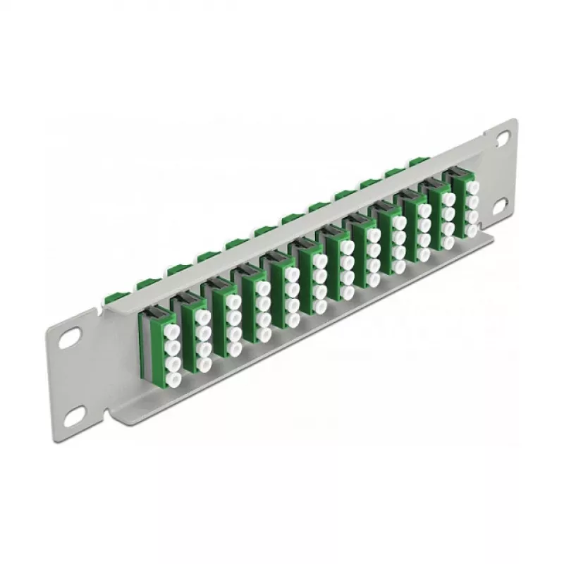 Patch panel fibra ottica DeLOCK 10 pollici 12 porte LC quad verde 1U grigio