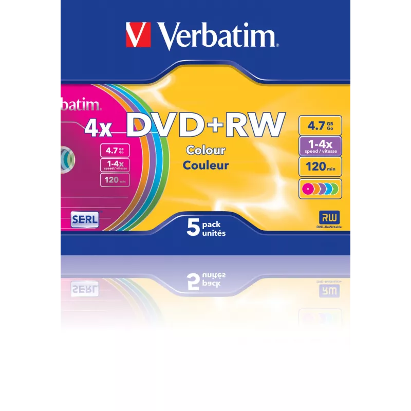 VERBATIM 43297 Verbatim DVD+RW slim Jewel Case 5 4.7GB 4x colore