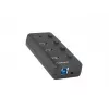 Natec Mantis 2 NHU-1557 hub USB 3.0 a 4 porte, ingresso USB Type-B, interruttori on/off, alimentatore, nero