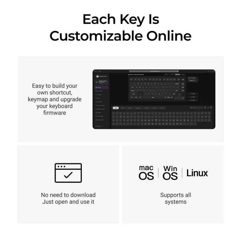 Tastiera meccanica Keychron V1 Ultra 8K — formato 75%, QWERTY, Bluetooth, RGB, nero