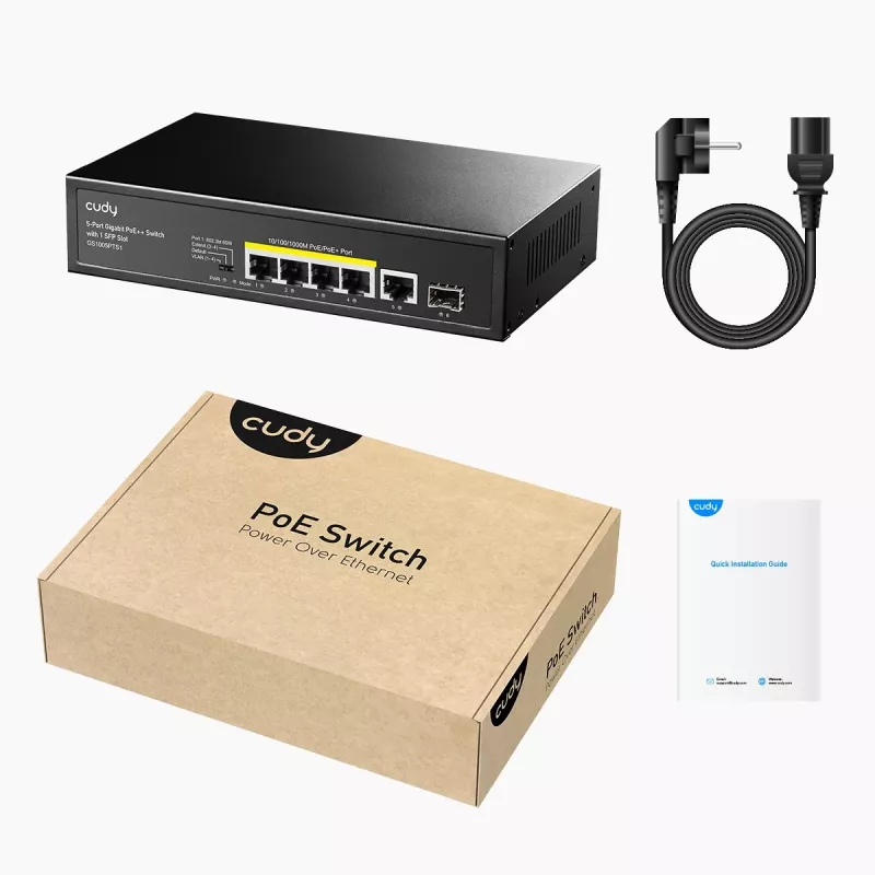 Switch di rete Cudy GS1005PTS1 Gigabit Ethernet (10/100/1000) Power over Ethernet (PoE) nero